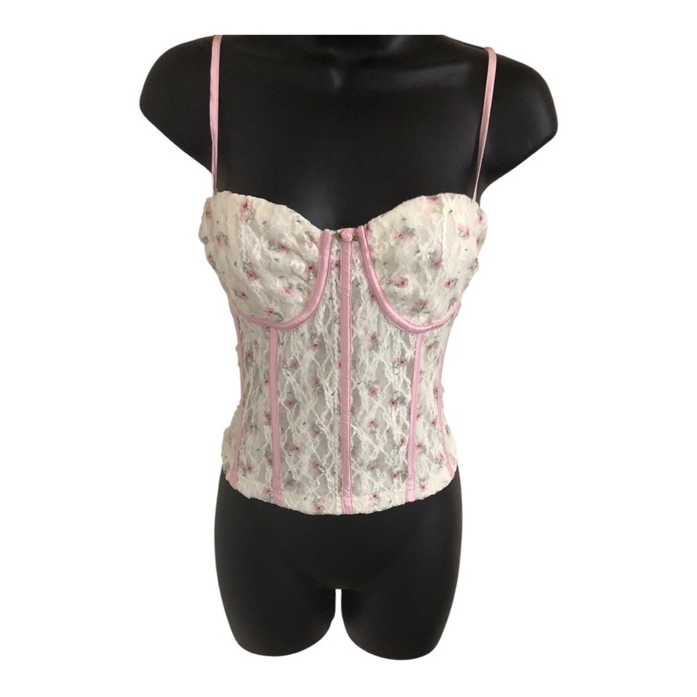 Pretty Garbage off-white & pink lace corset style top size medium brand new - Picture 13 of 14